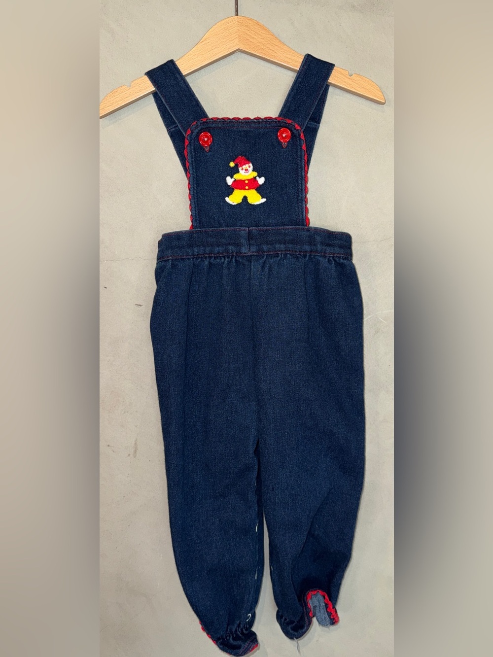 Vintage denim clown overalls approximately 18 months